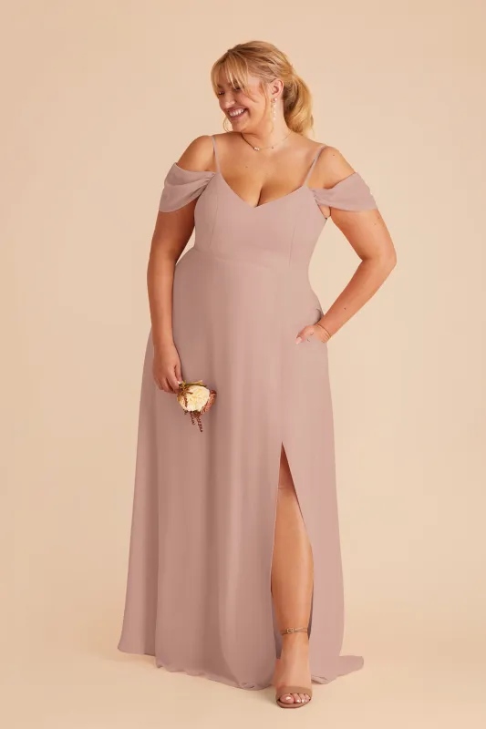Devin Chiffon Dress With Slit - Taupe sold by Birdy Grey