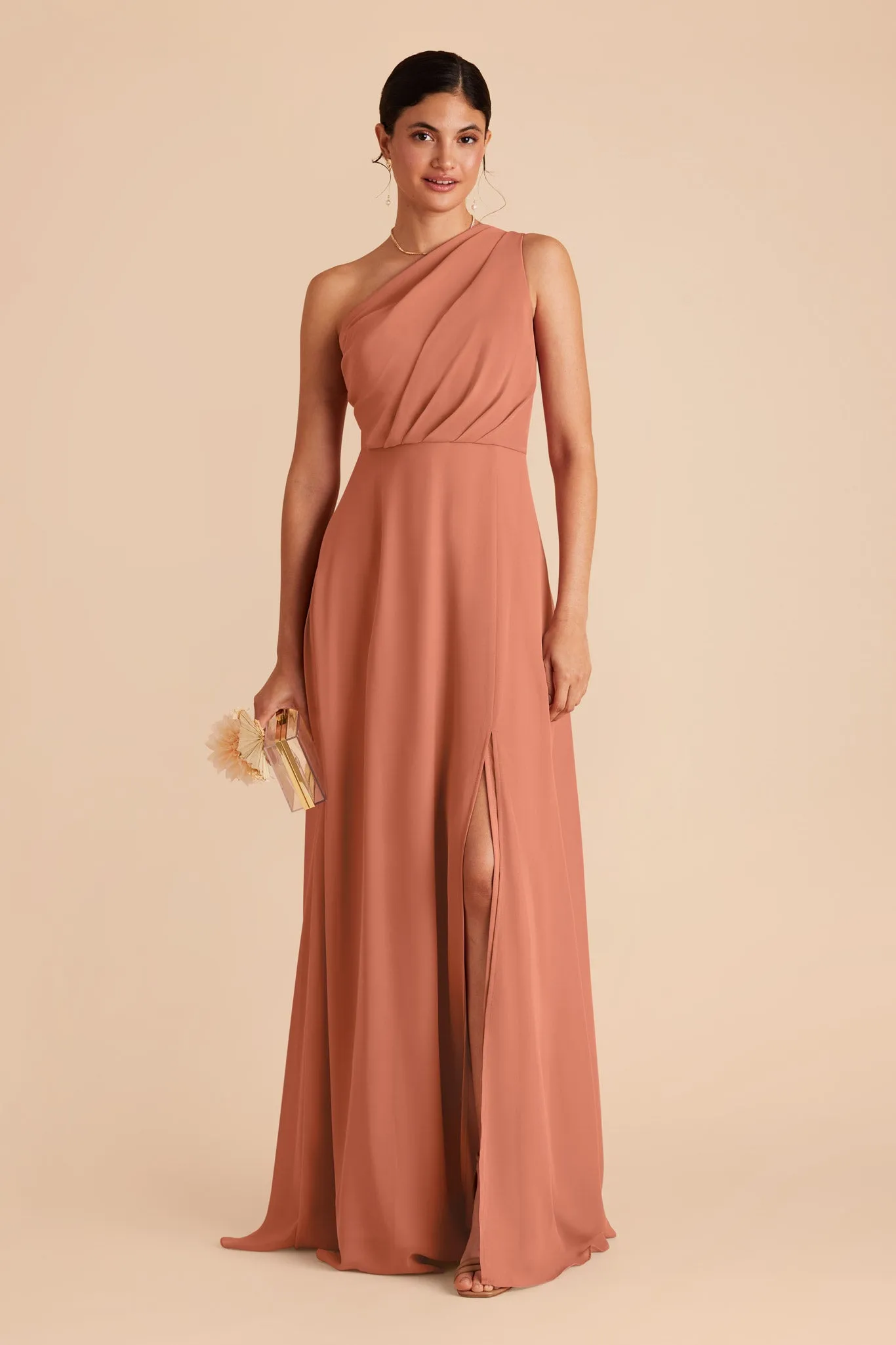Kira Chiffon Dress With Slit - Terracotta sold by Birdy Grey product image thumbnail 4