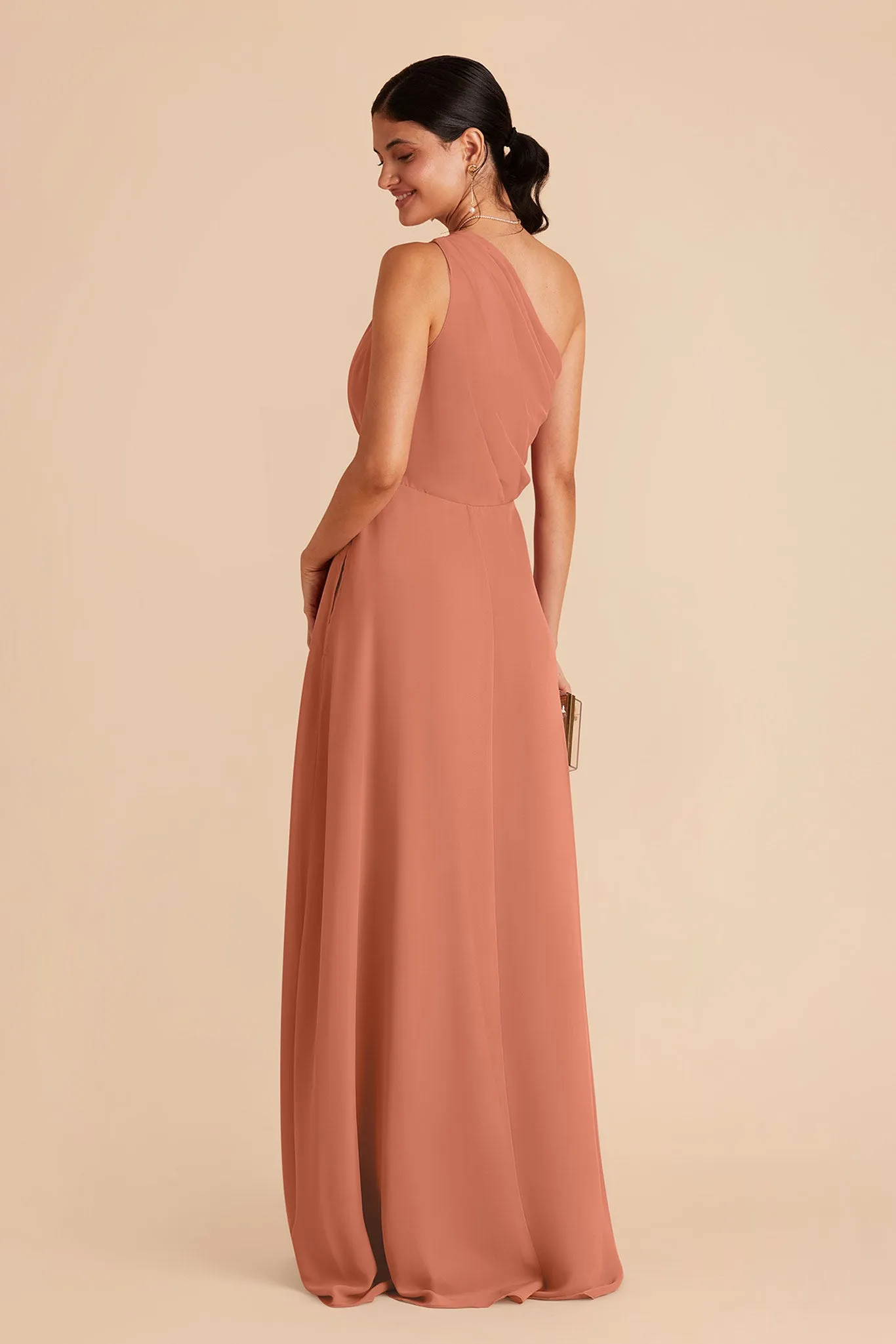Kira Chiffon Dress With Slit - Terracotta sold by Birdy Grey product image thumbnail 5