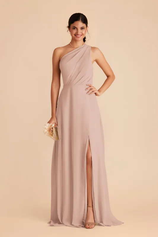 Kira Chiffon Dress With Slit - Taupe sold by Birdy Grey