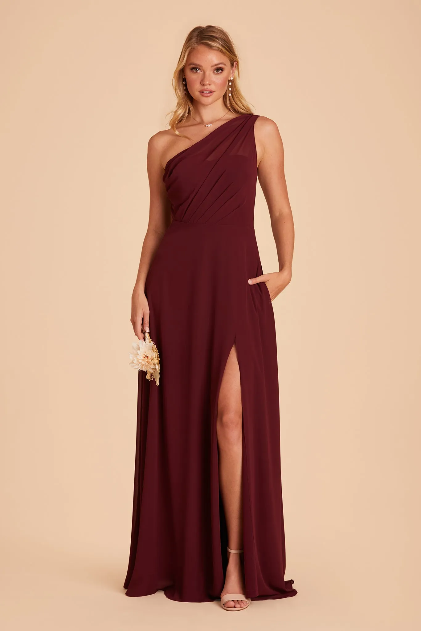 Kira Chiffon Dress With Slit - Cabernet sold by Birdy Grey product image thumbnail 5