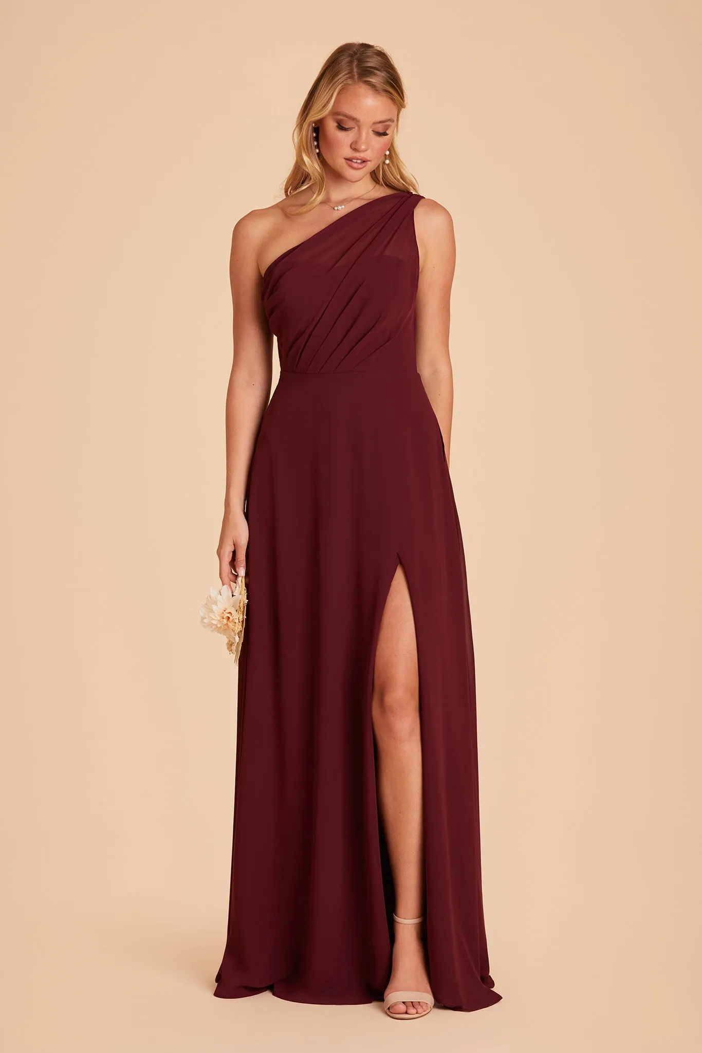 Kira Chiffon Dress With Slit - Cabernet sold by Birdy Grey product image thumbnail 3