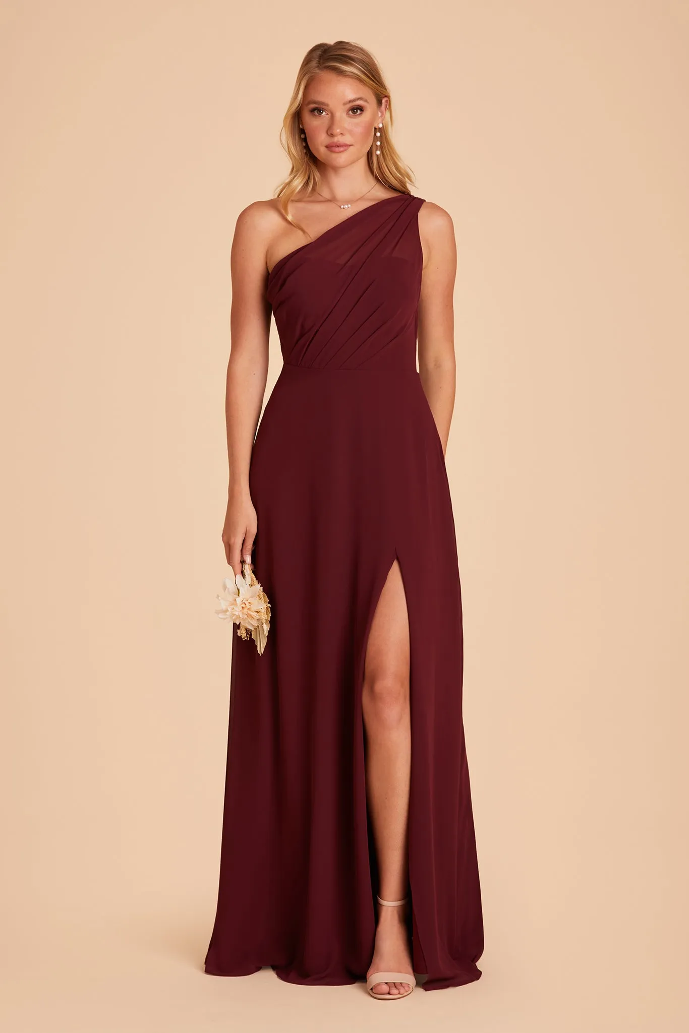 Kira Chiffon Dress With Slit - Cabernet sold by Birdy Grey product image thumbnail 4