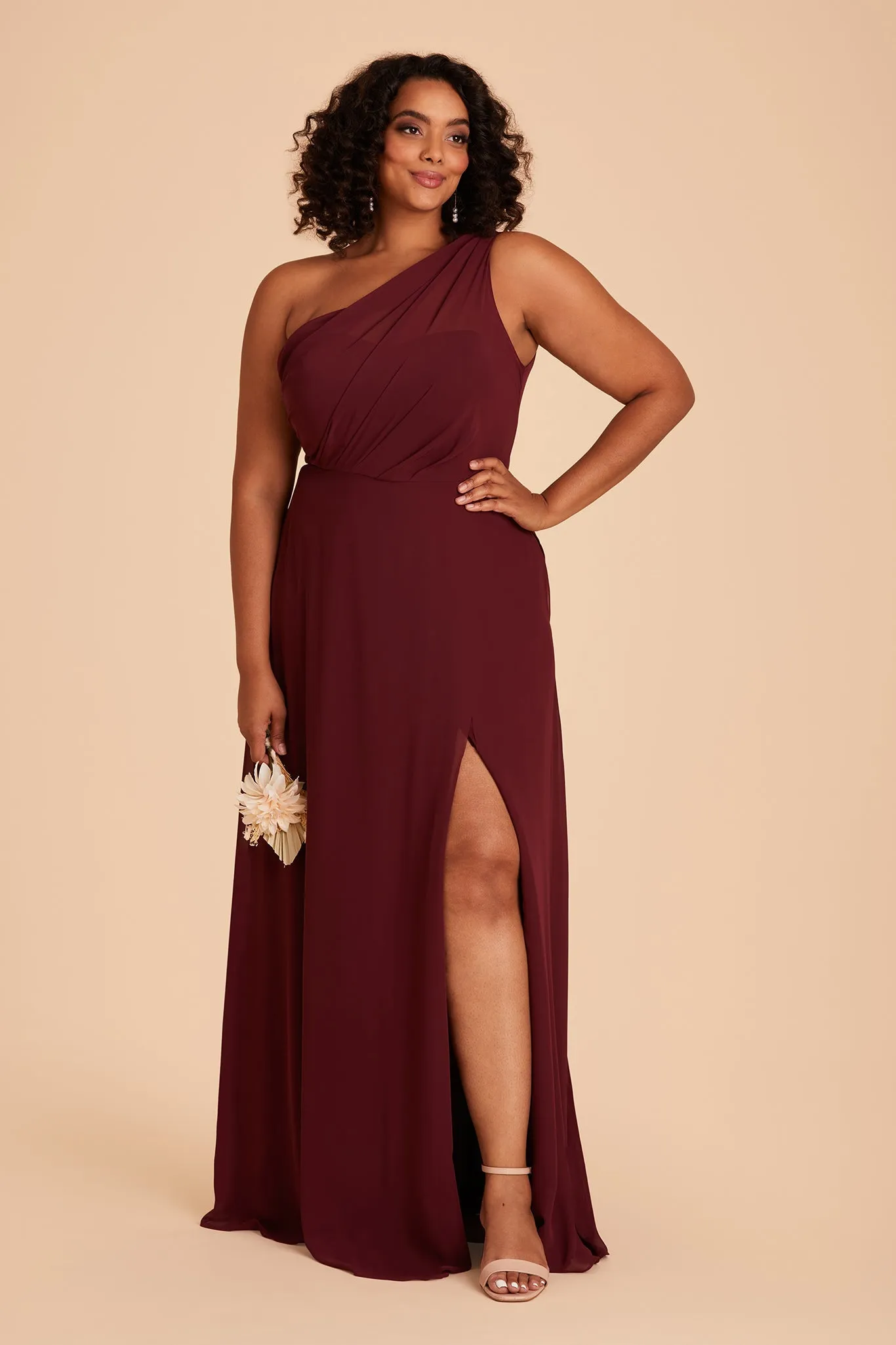 Kira Chiffon Dress With Slit - Cabernet sold by Birdy Grey product image thumbnail 2