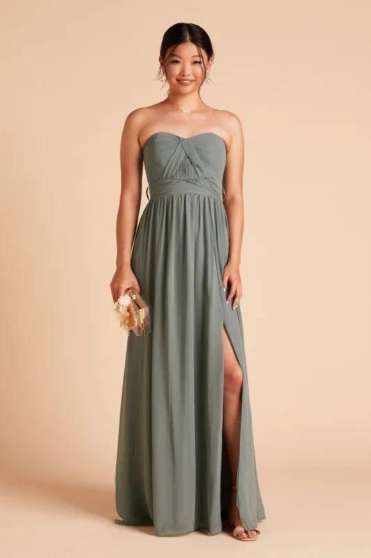 Grace Chiffon Dress With Slit - Sea Glass sold by Birdy Grey