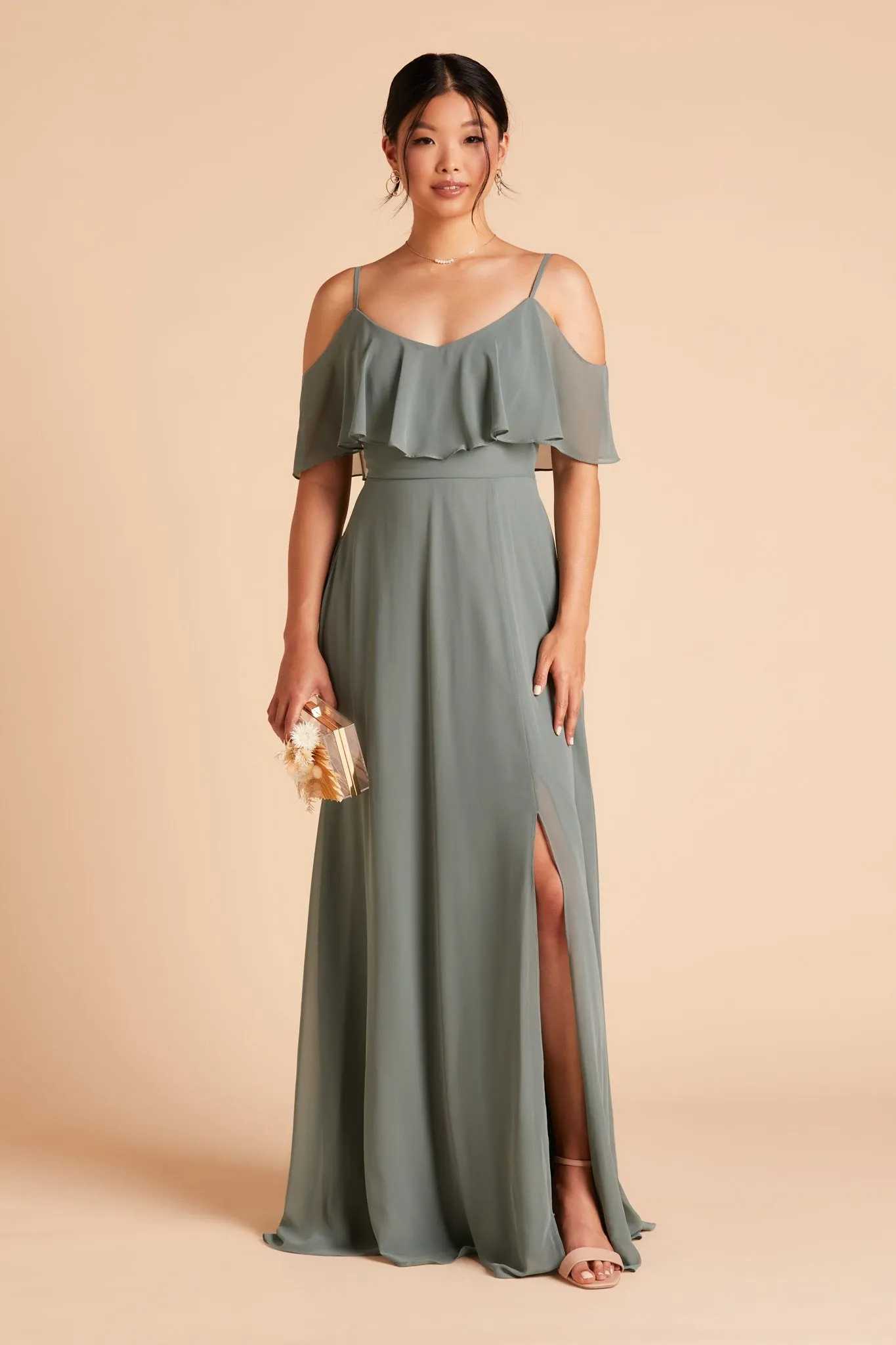 Jane Chiffon Dress With Slit - Sea Glass sold by Birdy Grey product image thumbnail 3