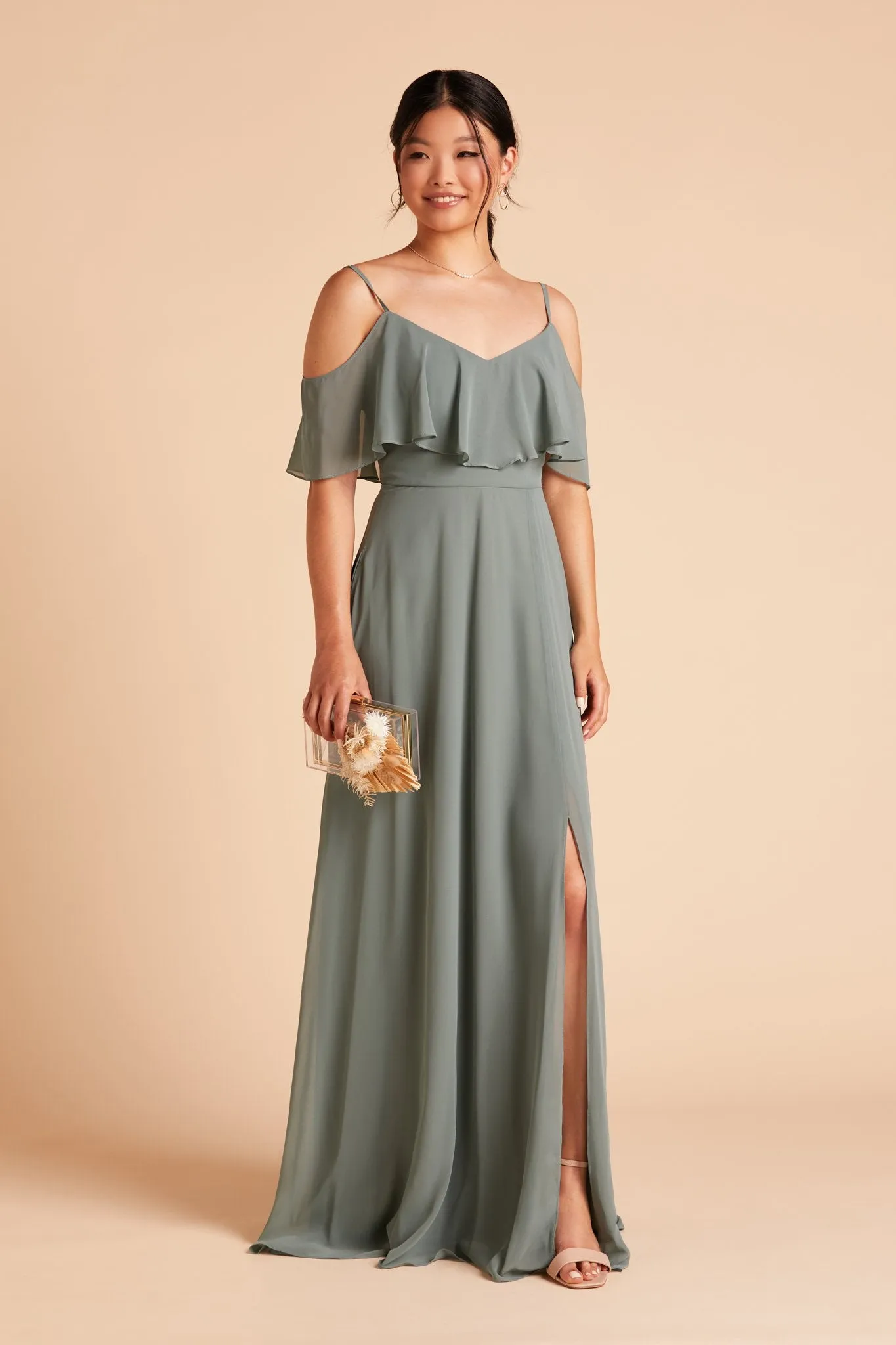 Jane Chiffon Dress With Slit - Sea Glass sold by Birdy Grey product image thumbnail 5