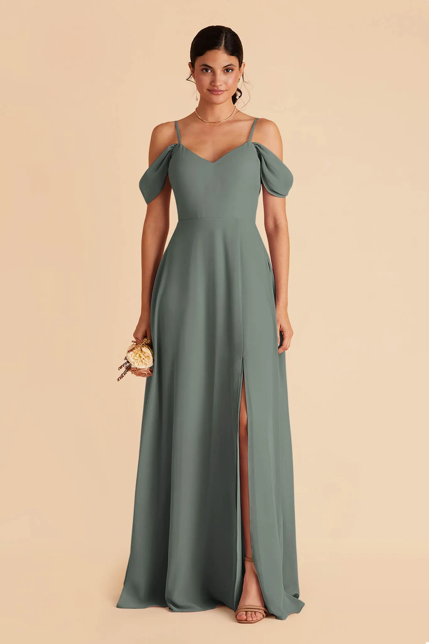 Devin Chiffon Dress With Slit - Sea Glass sold by Birdy Grey product image thumbnail 3