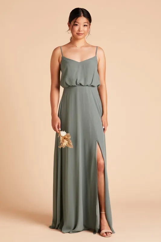 Gwennie Chiffon Dress With Slit - Sea Glass sold by Birdy Grey