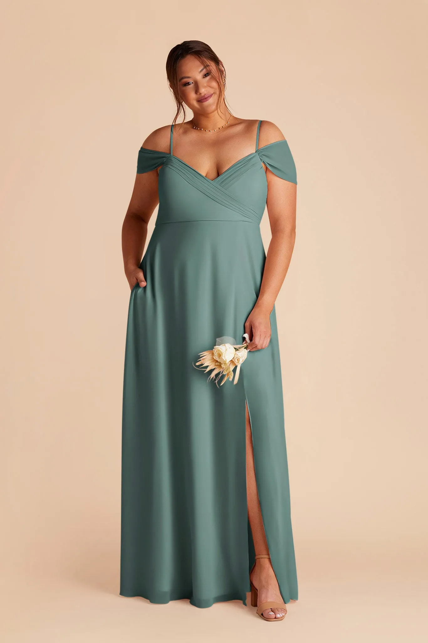 Spence Chiffon Dress With Slit - Sea Glass sold by Birdy Grey product image thumbnail 2