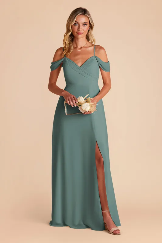 Spence Chiffon Dress With Slit - Sea Glass sold by Birdy Grey