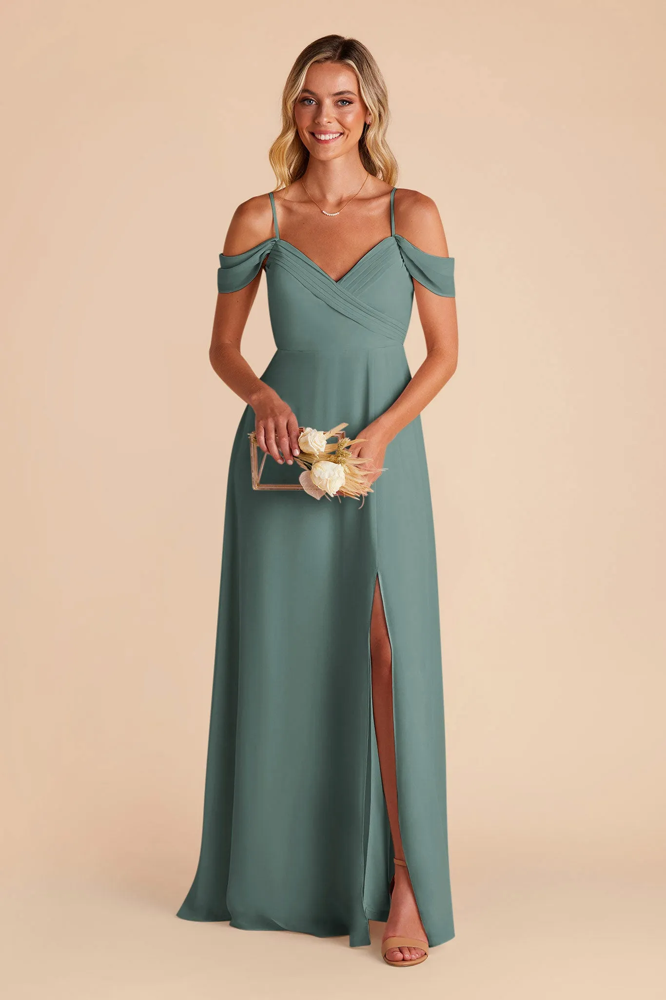 Spence Chiffon Dress With Slit - Sea Glass sold by Birdy Grey product image thumbnail 4