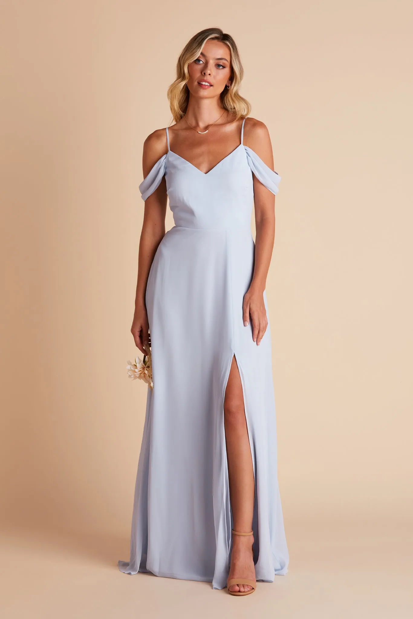 Devin Chiffon Dress With Slit - Ice Blue sold by Birdy Grey product image thumbnail 4