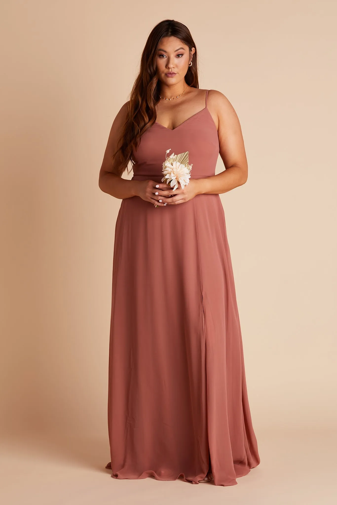 Devin Chiffon Dress With Slit - Desert Rose sold by Birdy Grey product image thumbnail 2