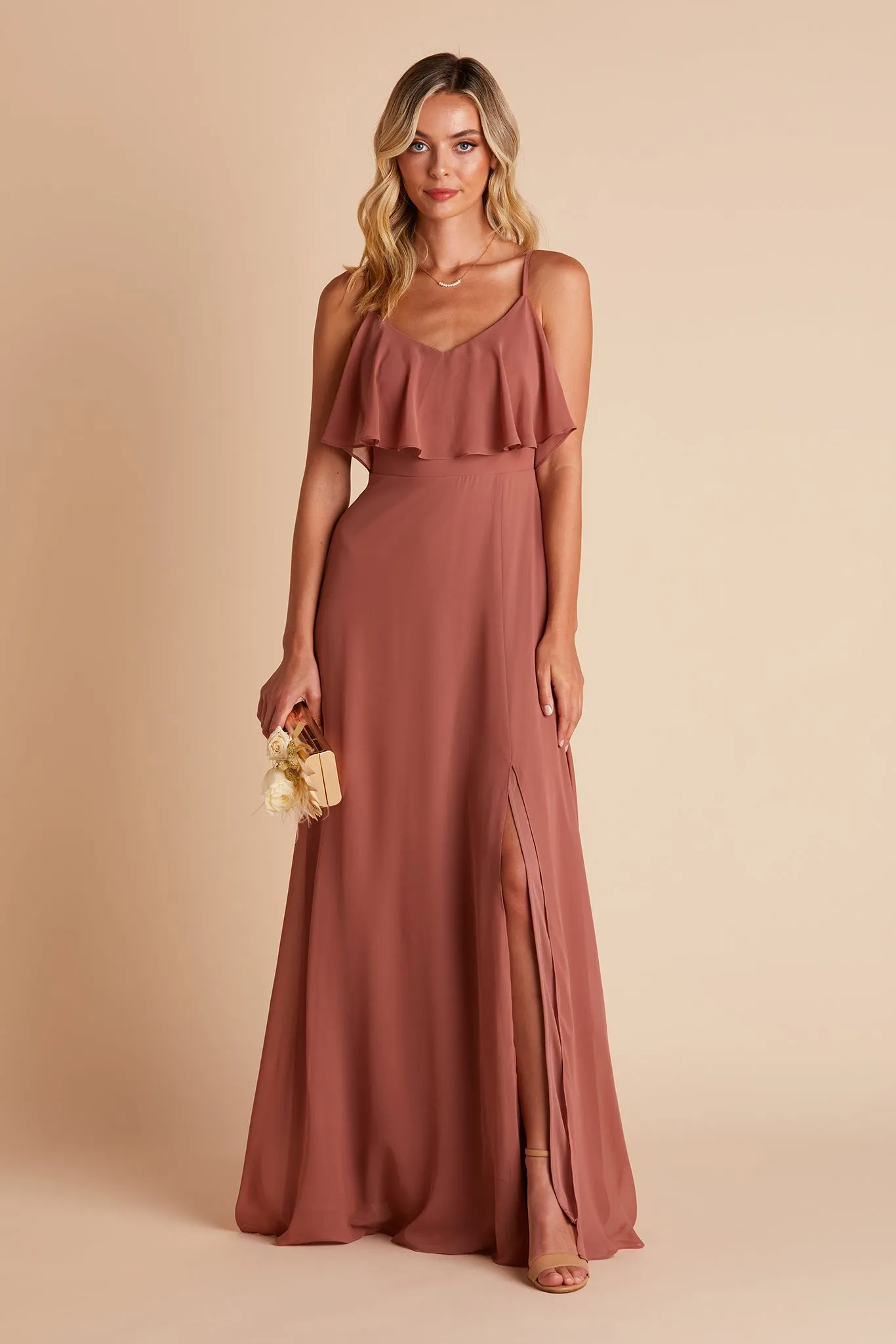 Jane Chiffon Dress With Slit - Desert Rose sold by Birdy Grey product image thumbnail 2