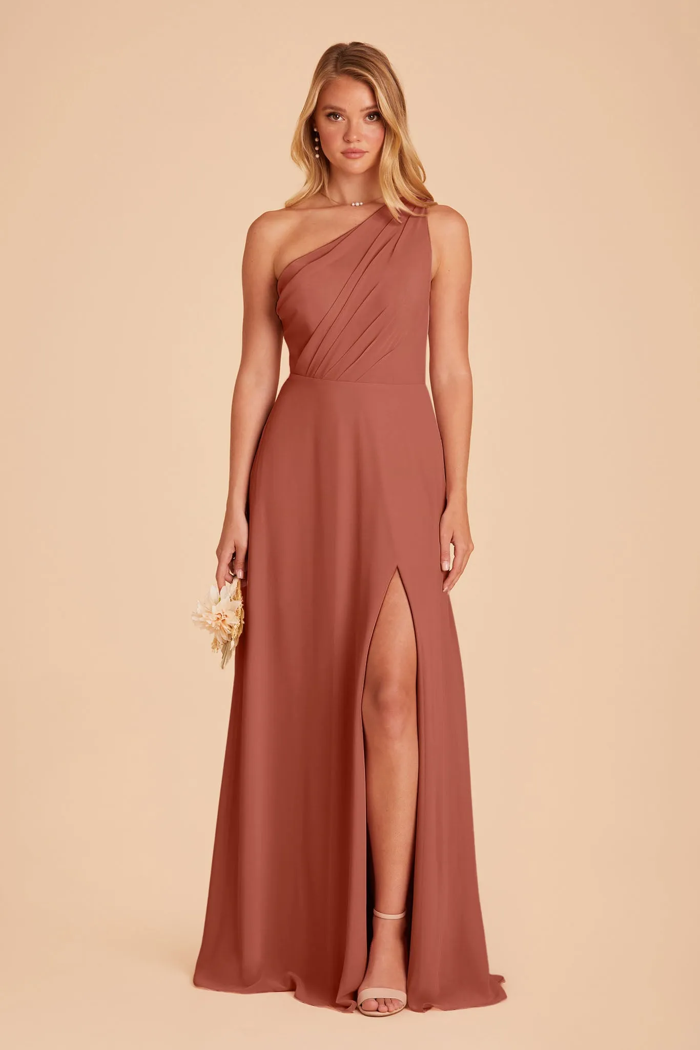 Kira Chiffon Dress With Slit - Desert Rose sold by Birdy Grey