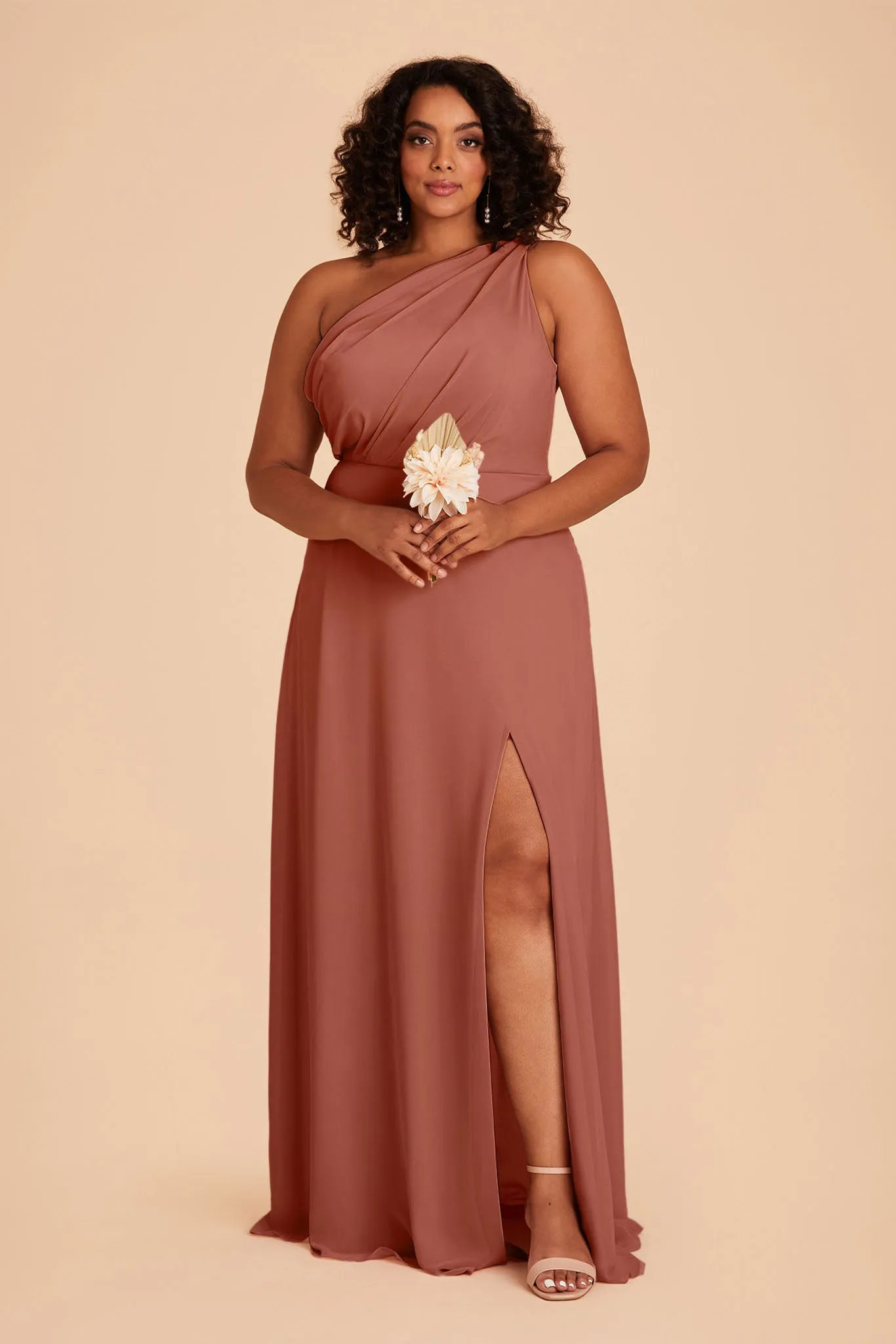Kira Chiffon Dress With Slit - Desert Rose sold by Birdy Grey product image thumbnail 2