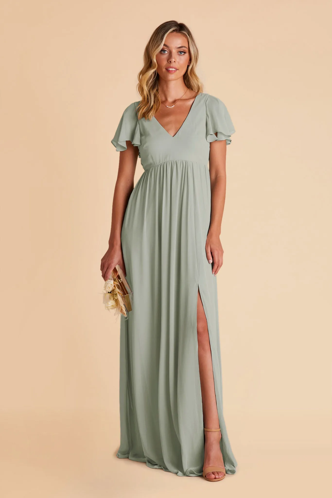 Hannah Chiffon Dress - Sage sold by Birdy Grey