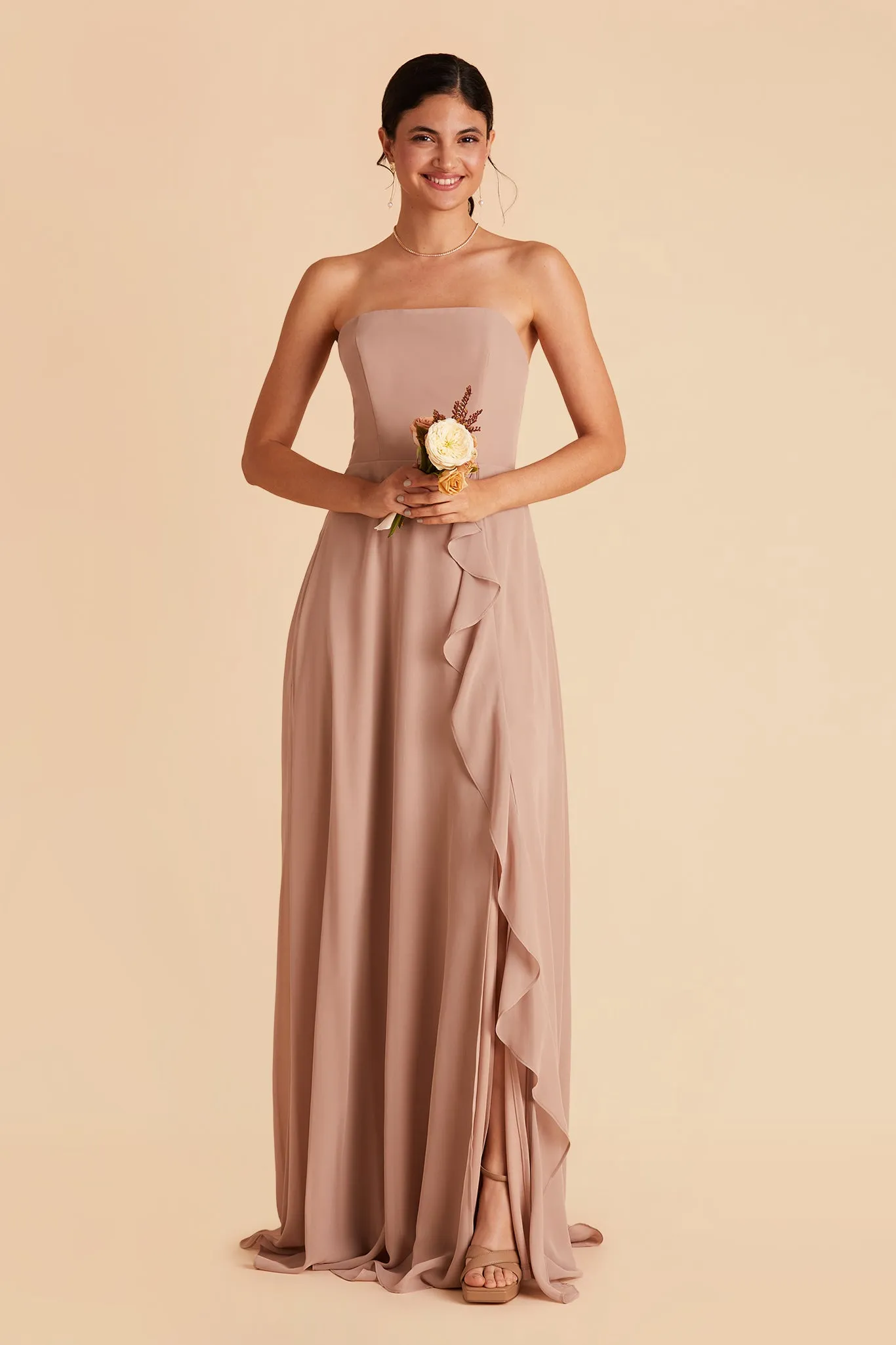 Winnie Chiffon Dress - Taupe sold by Birdy Grey
