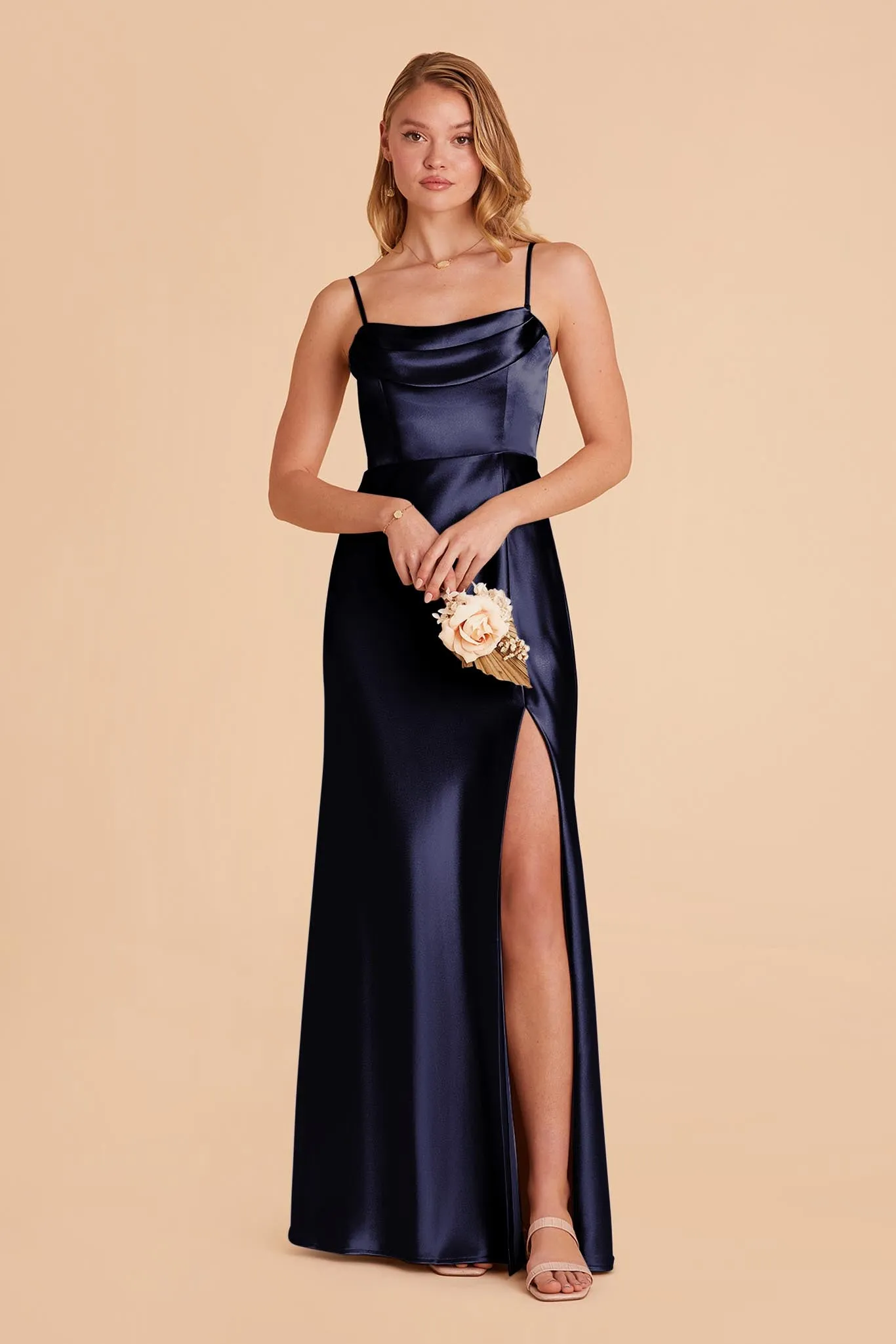 Mia Shiny Satin Dress - Navy sold by Birdy Grey product image thumbnail 5