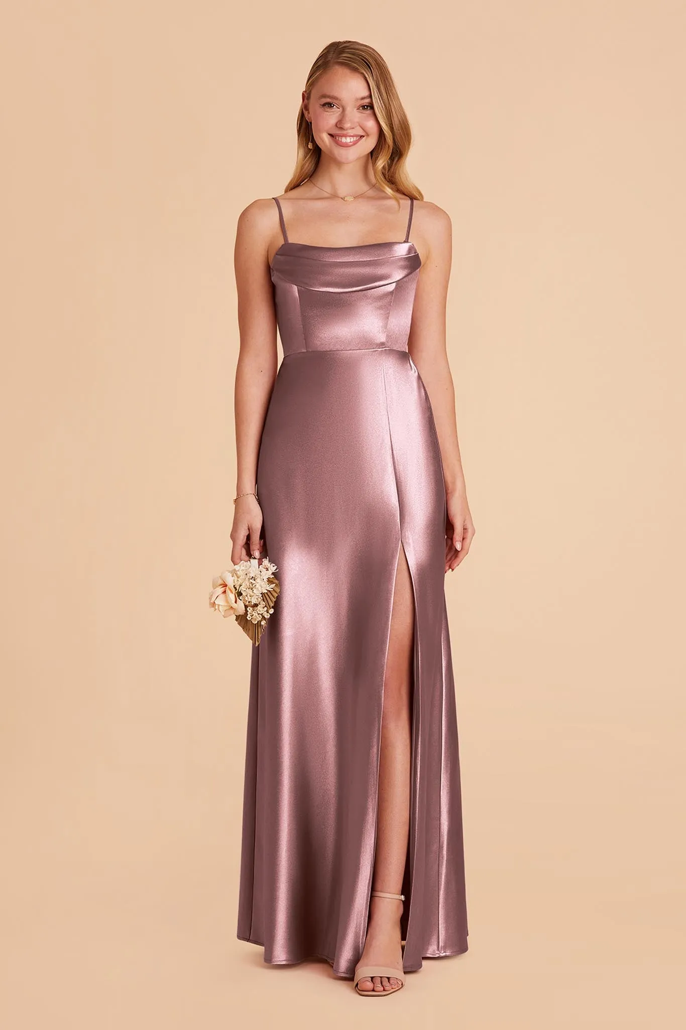 Mia Shiny Satin Dress - Dark Mauve sold by Birdy Grey product image thumbnail 3