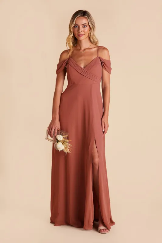 Spence Chiffon Dress With Slit - Desert Rose sold by Birdy Grey