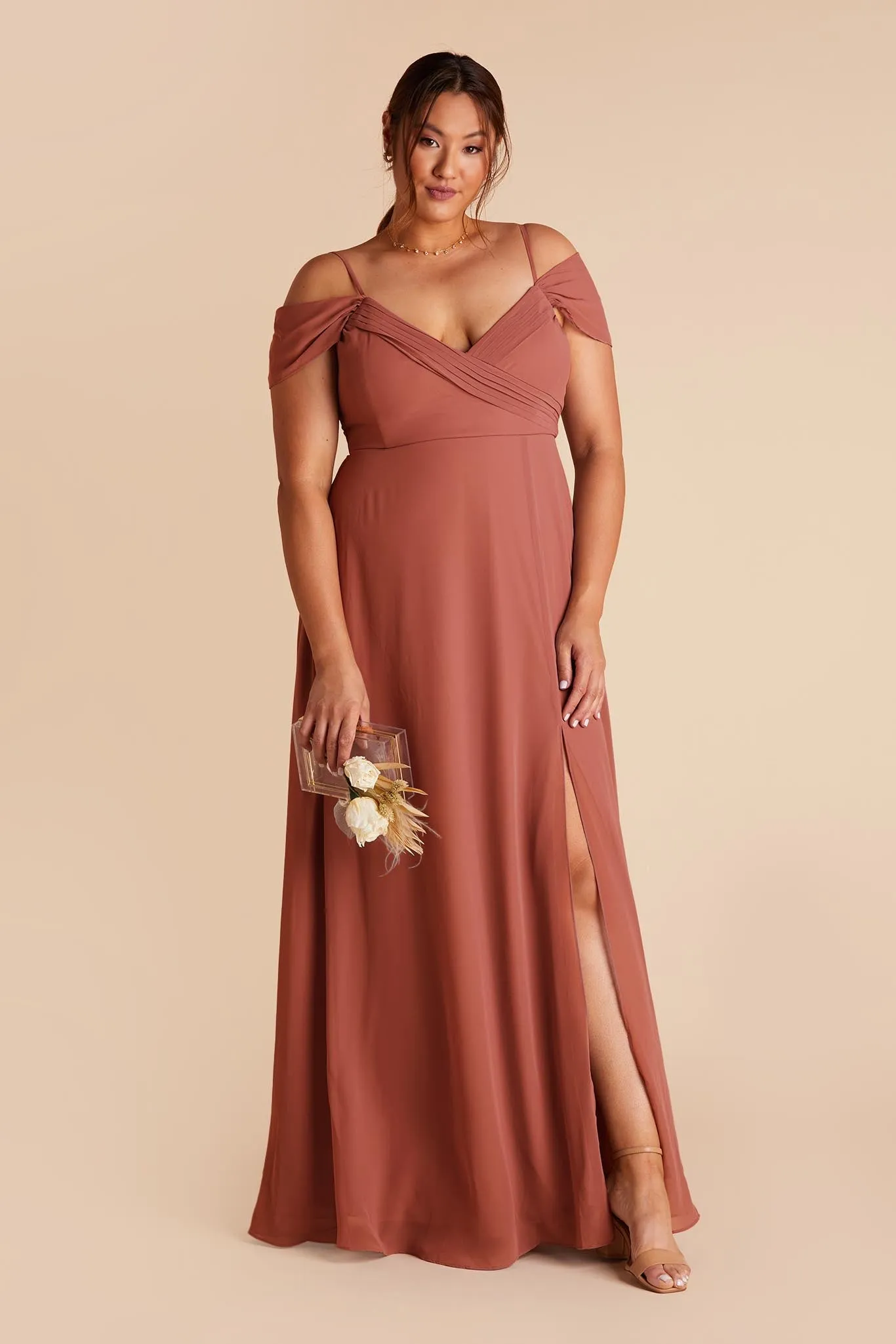 Spence Chiffon Dress With Slit - Desert Rose sold by Birdy Grey product image thumbnail 5