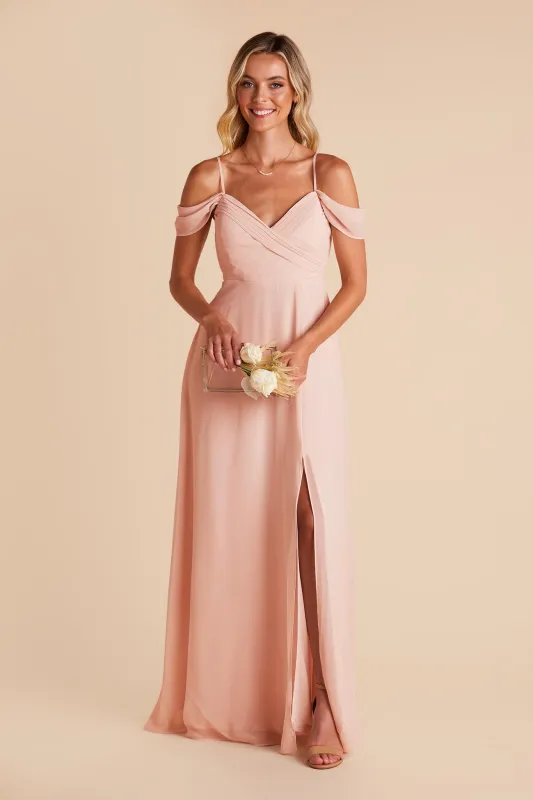 Spence Chiffon Dress With Slit - Blush Pink sold by Birdy Grey
