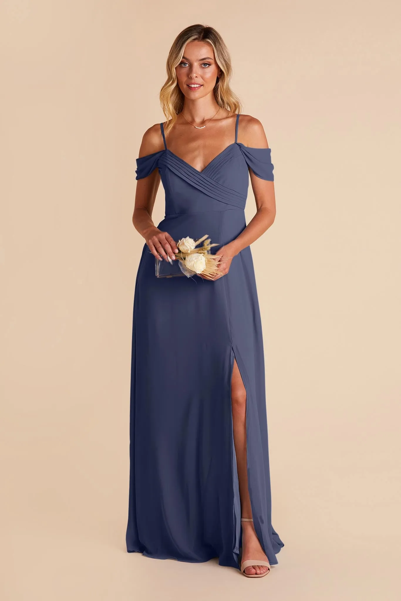 Spence Chiffon Dress With Slit - Slate Blue sold by Birdy Grey product image thumbnail 5