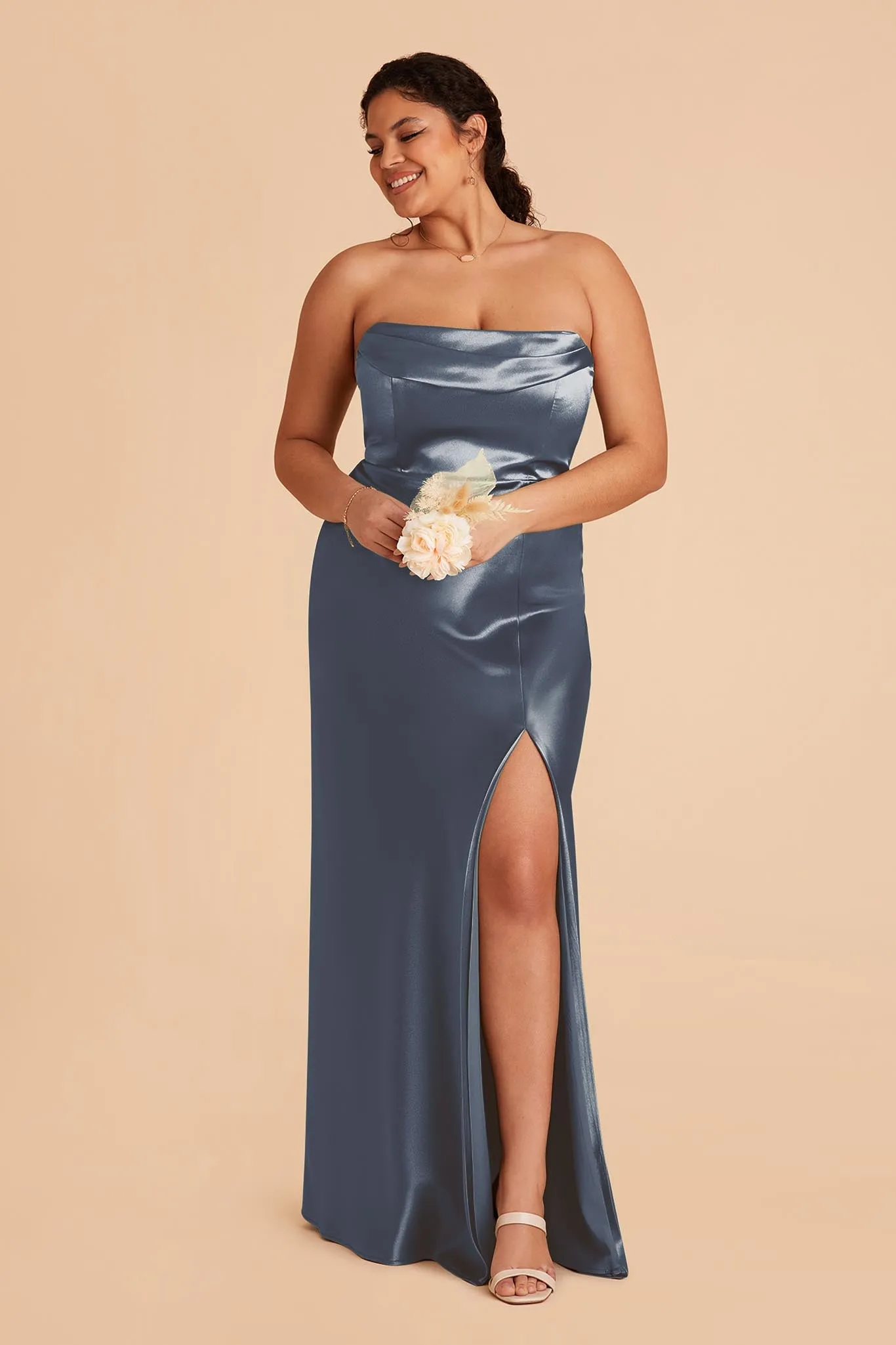 Mia Shiny Satin Dress - French Blue sold by Birdy Grey product image thumbnail 2