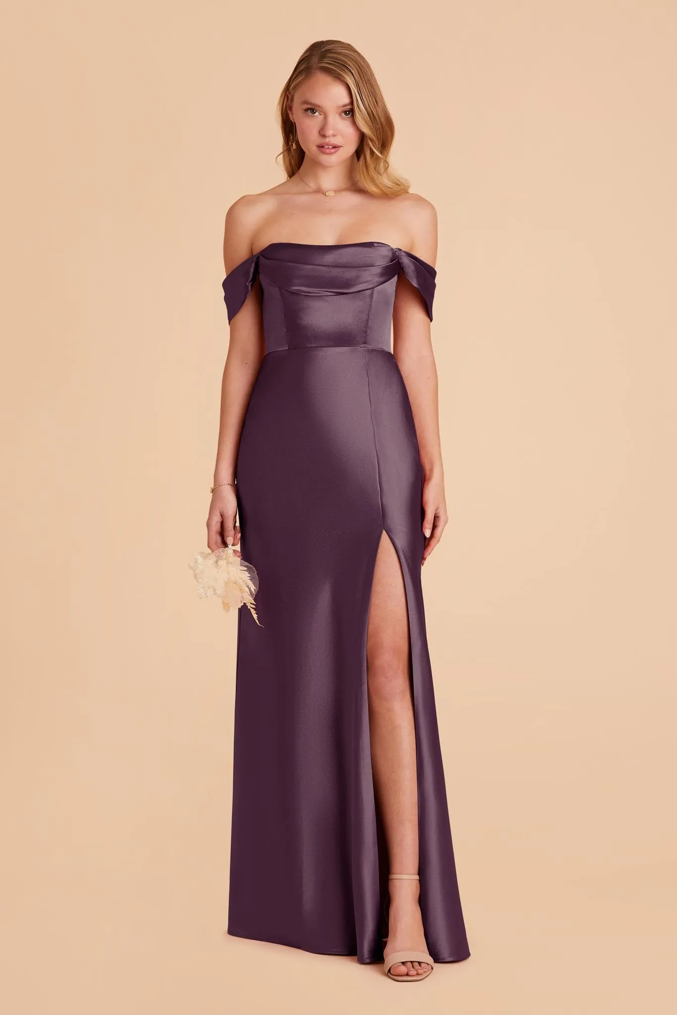 Mia Shiny Satin Dress - Plum sold by Birdy Grey product image thumbnail 5