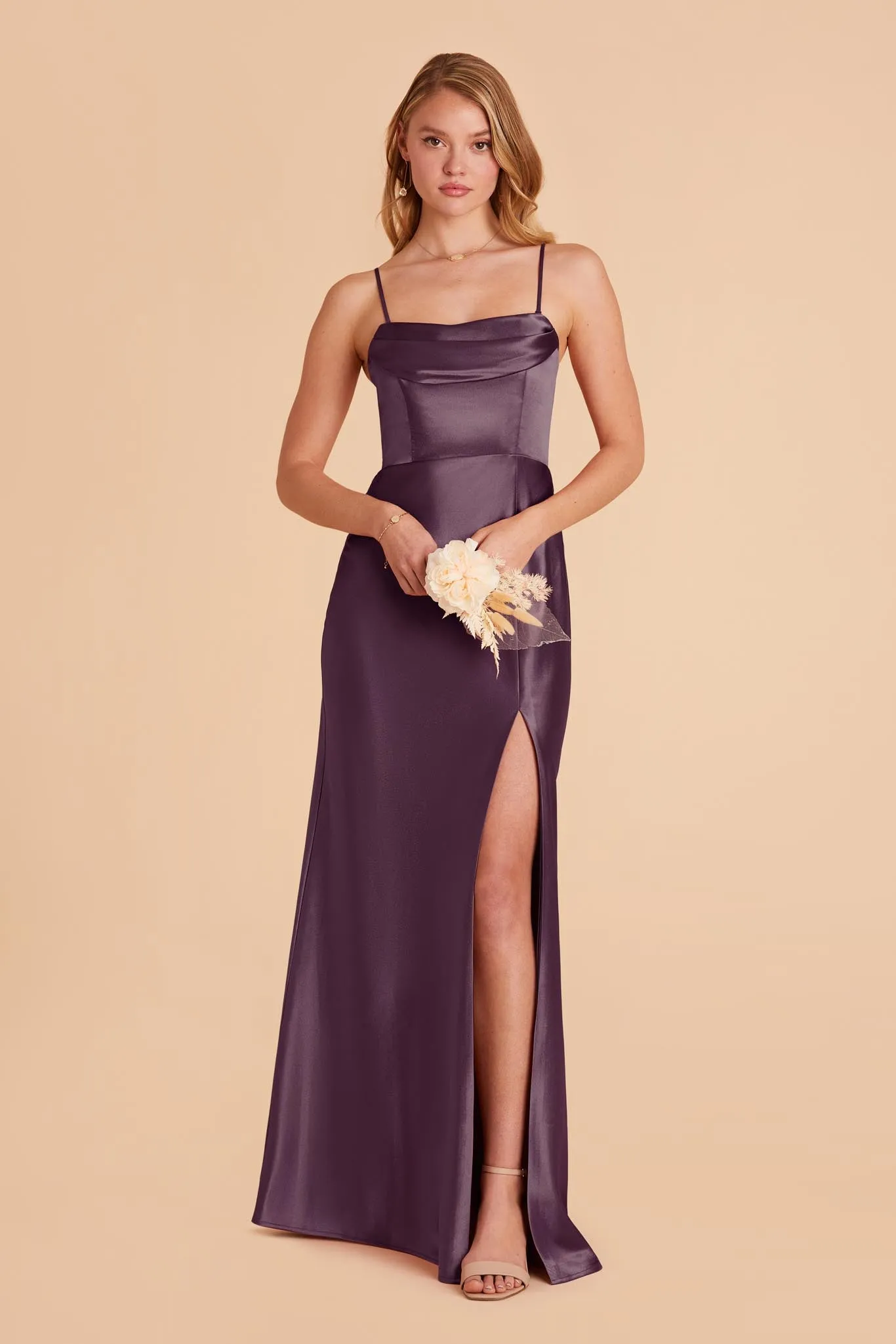 Mia Shiny Satin Dress - Plum sold by Birdy Grey product image thumbnail 4