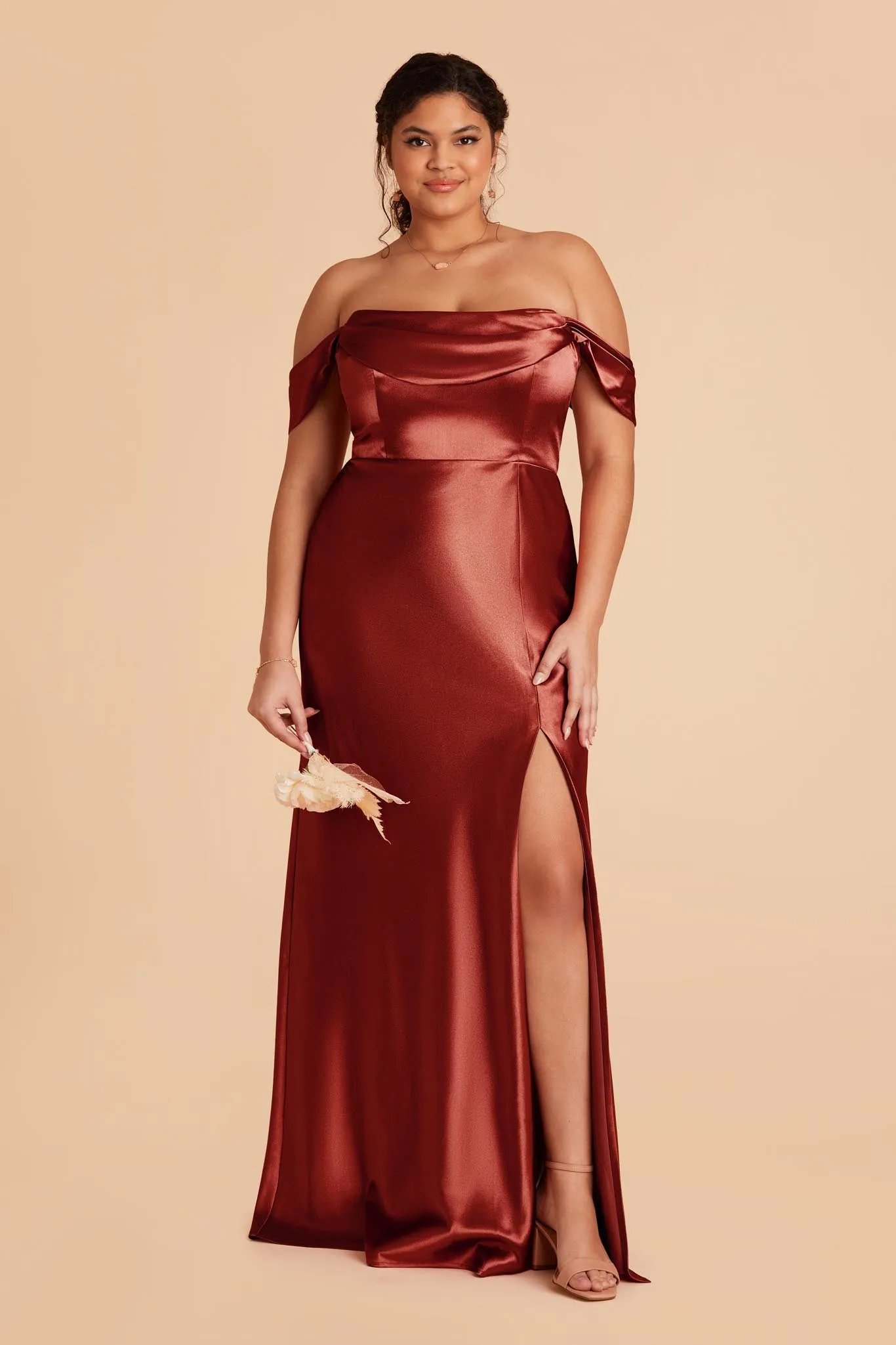 Mia Shiny Satin Dress - Spice sold by Birdy Grey product image thumbnail 2