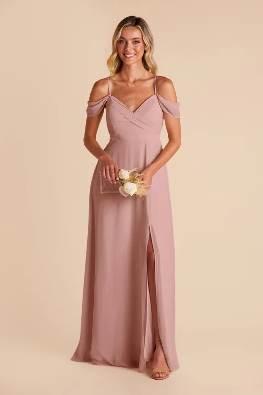 Spence Chiffon Dress With Slit - English Rose sold by Birdy Grey