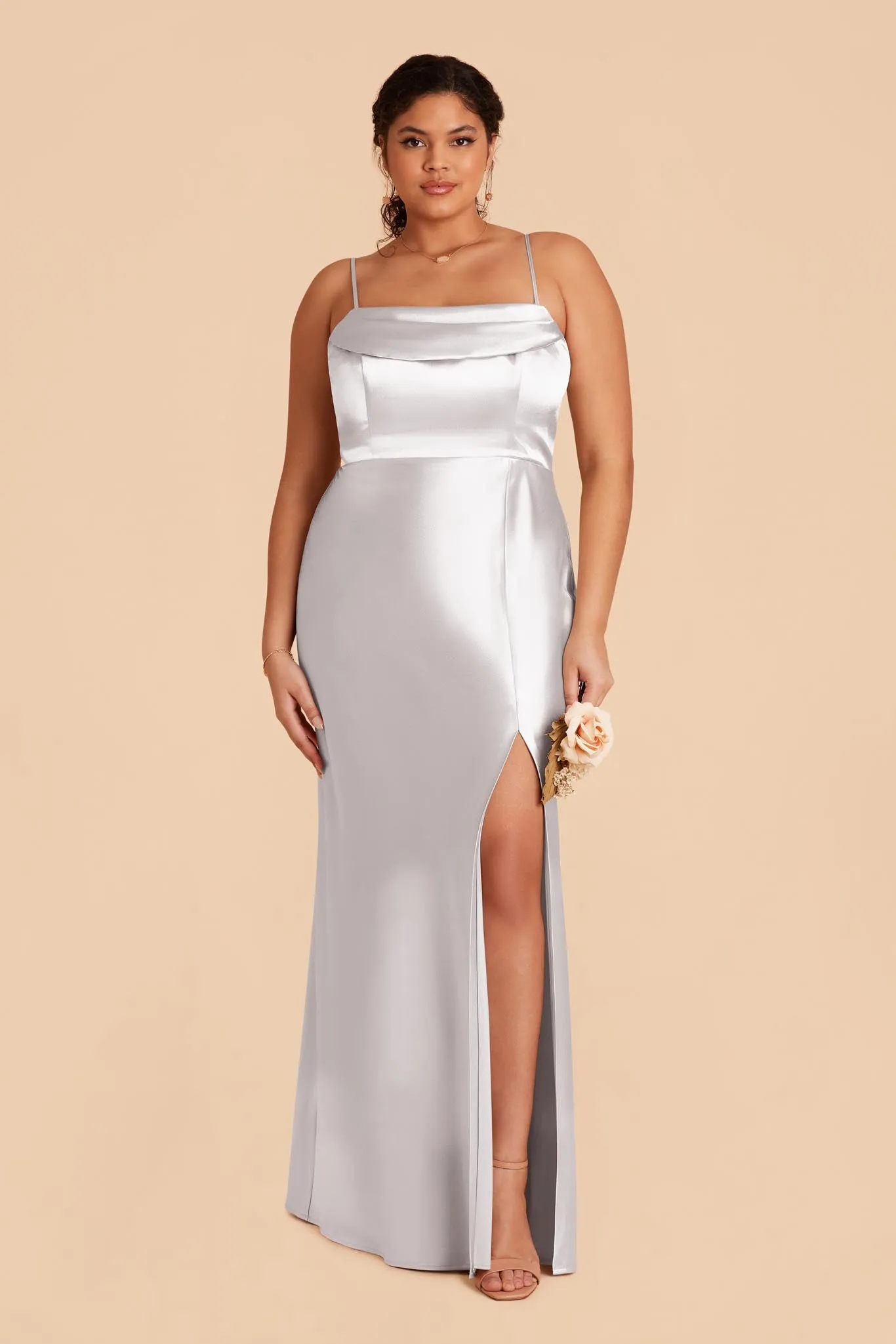 Mia Shiny Satin Dress - Platinum sold by Birdy Grey product image thumbnail 2