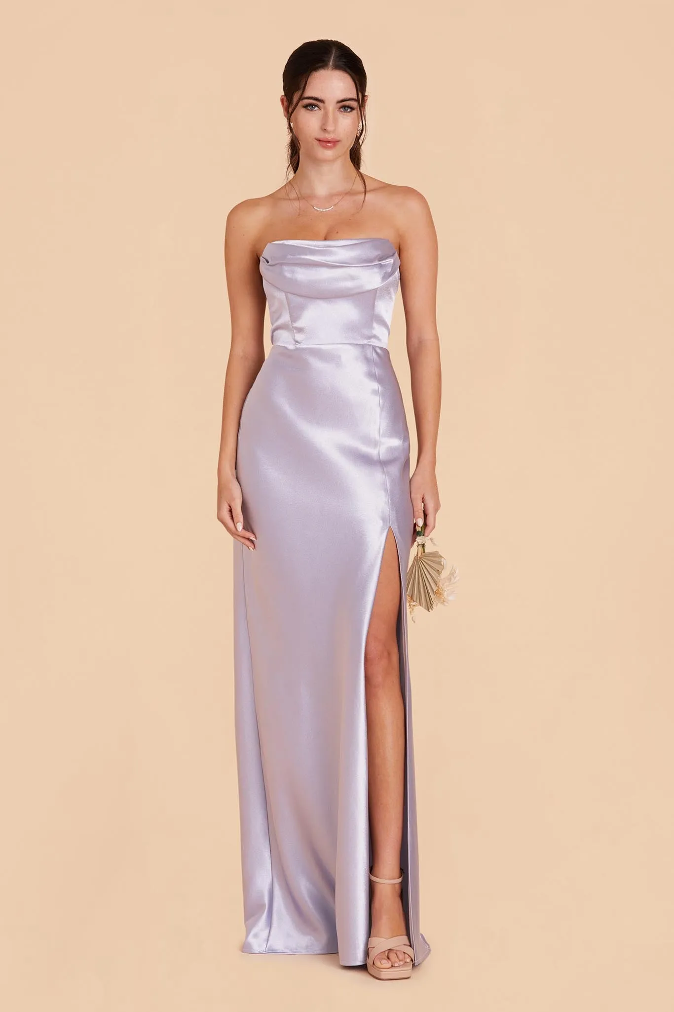 Mia Shiny Satin Dress - Dusty Lilac sold by Birdy Grey product image thumbnail 2