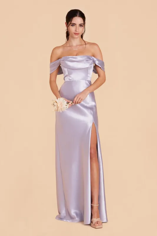 Mia Shiny Satin Dress - Dusty Lilac sold by Birdy Grey