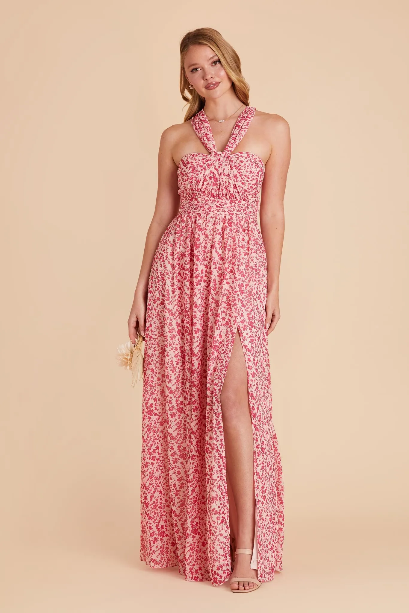 Grace Chiffon Dress With Slit - Pink Dreamy Ditsy sold by Birdy Grey product image thumbnail 2