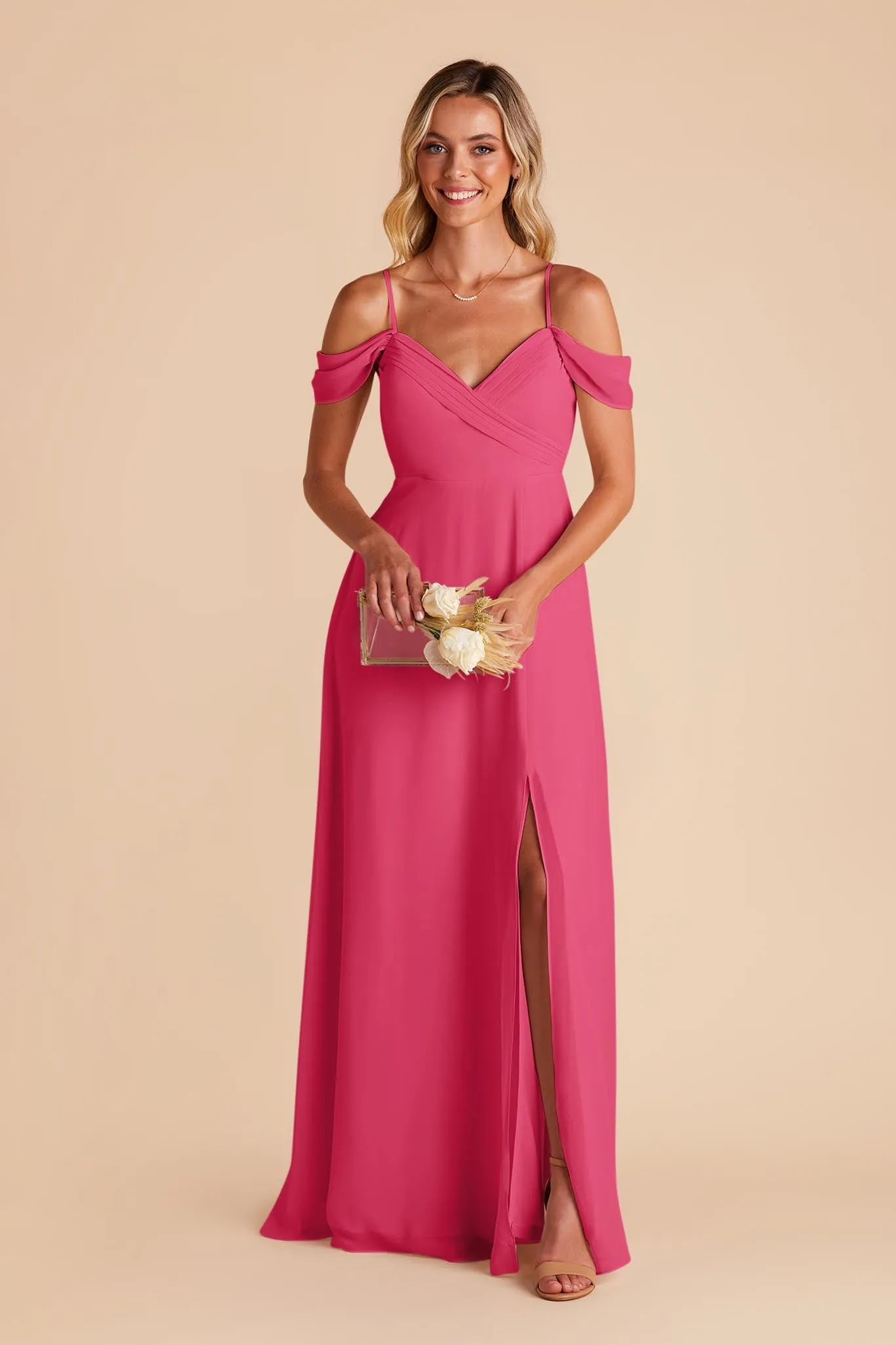 Spence Chiffon Dress With Slit - Fuchsia sold by Birdy Grey product image thumbnail 3