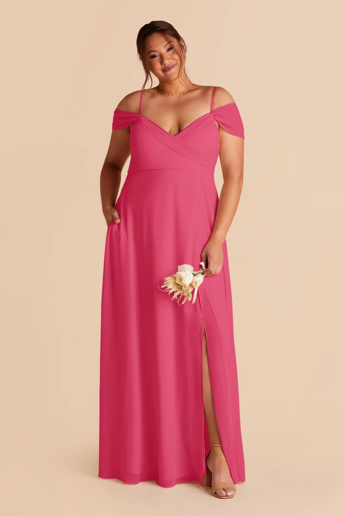 Spence Chiffon Dress With Slit - Fuchsia sold by Birdy Grey product image thumbnail 2