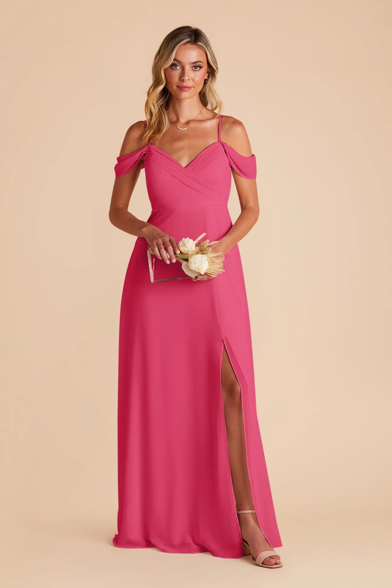 Spence Chiffon Dress With Slit - Fuchsia sold by Birdy Grey product image thumbnail 4