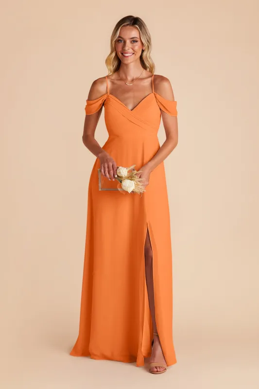 Spence Chiffon Dress With Slit - Apricot sold by Birdy Grey
