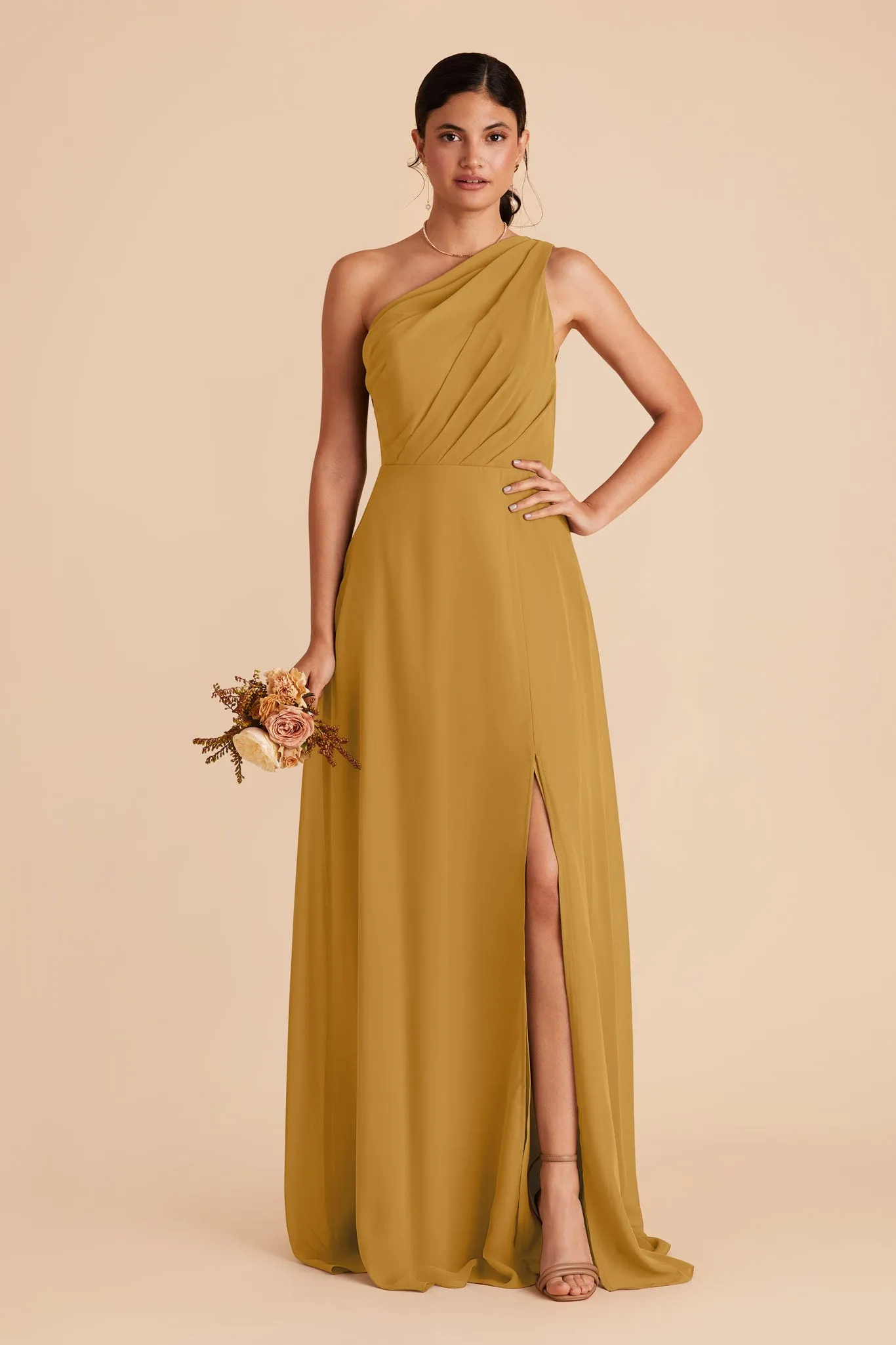 Kira Chiffon Dress With Slit - Marigold sold by Birdy Grey product image thumbnail 4