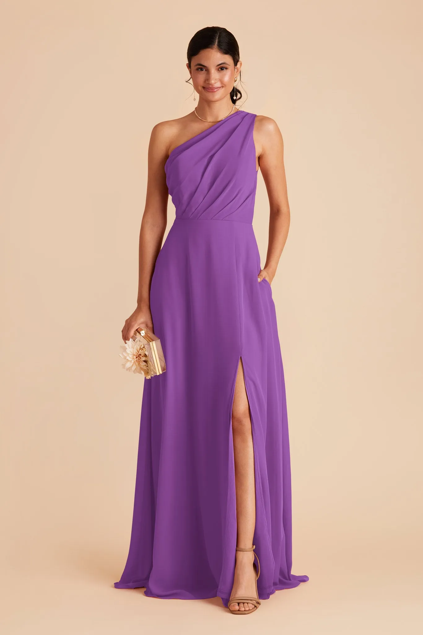 Kira Chiffon Dress With Slit - Amethyst sold by Birdy Grey product image thumbnail 3