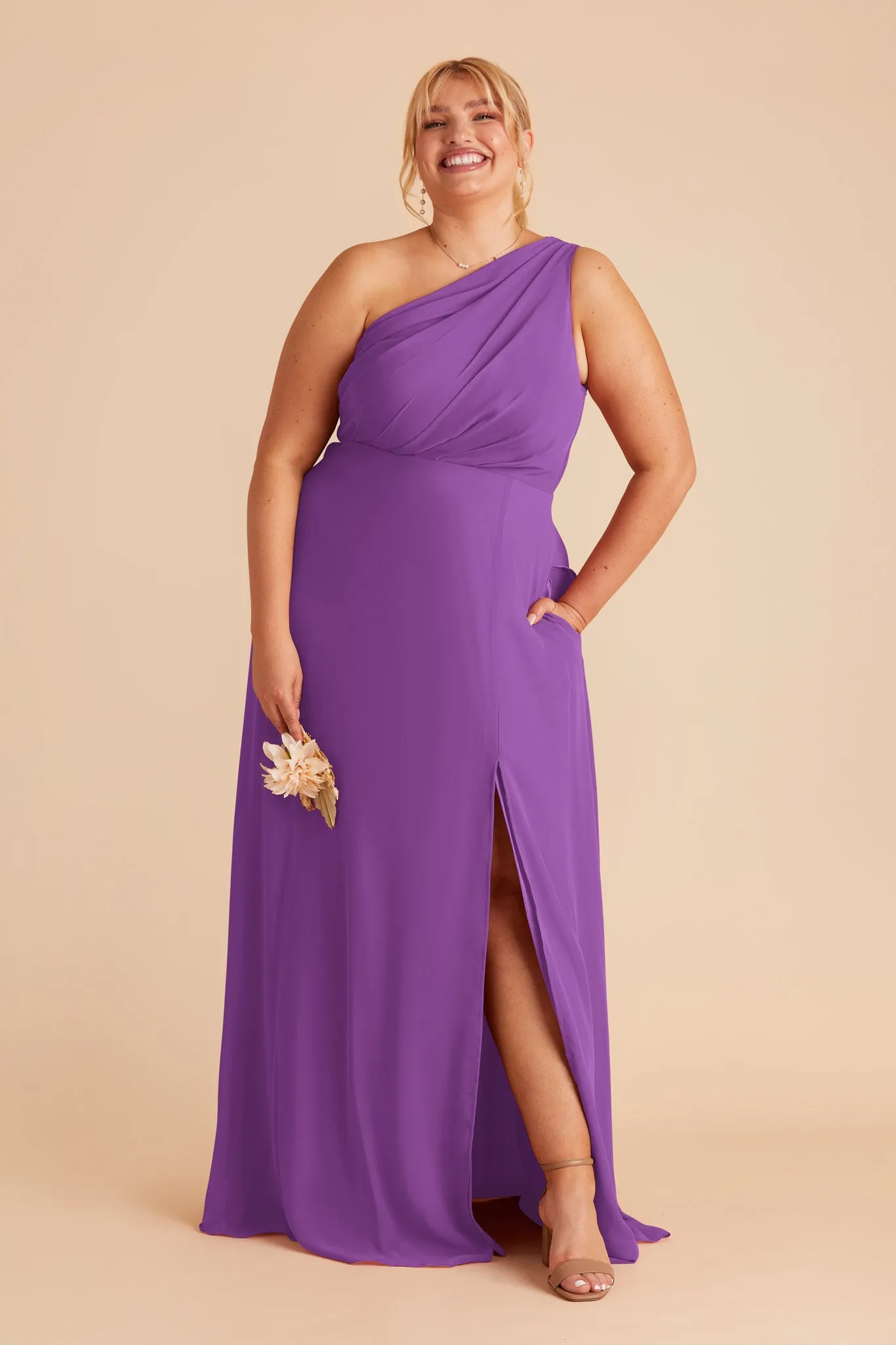 Kira Chiffon Dress With Slit - Amethyst sold by Birdy Grey product image thumbnail 2