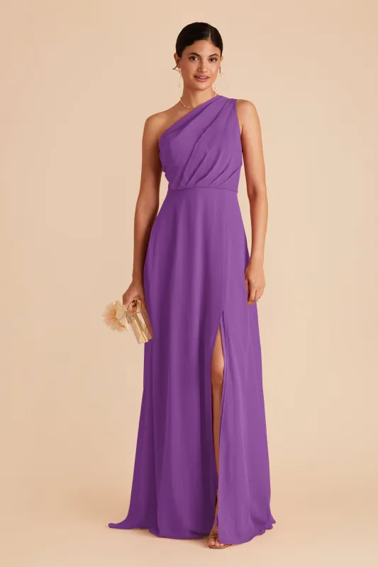 Kira Chiffon Dress With Slit - Amethyst sold by Birdy Grey