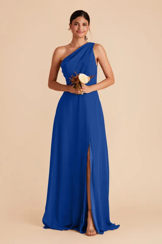 Kira Chiffon Dress With Slit - Cobalt Blue sold by Birdy Grey