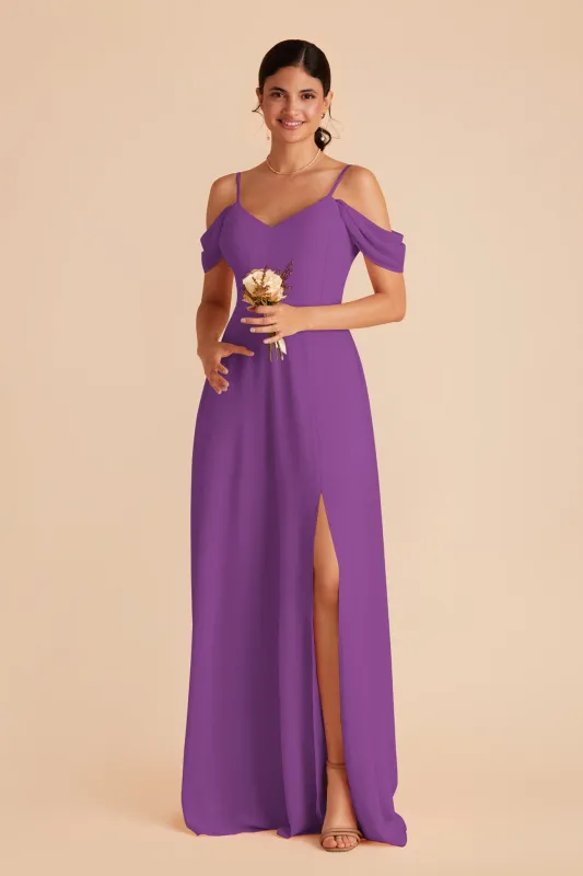 Devin Chiffon Dress With Slit - Amethyst sold by Birdy Grey