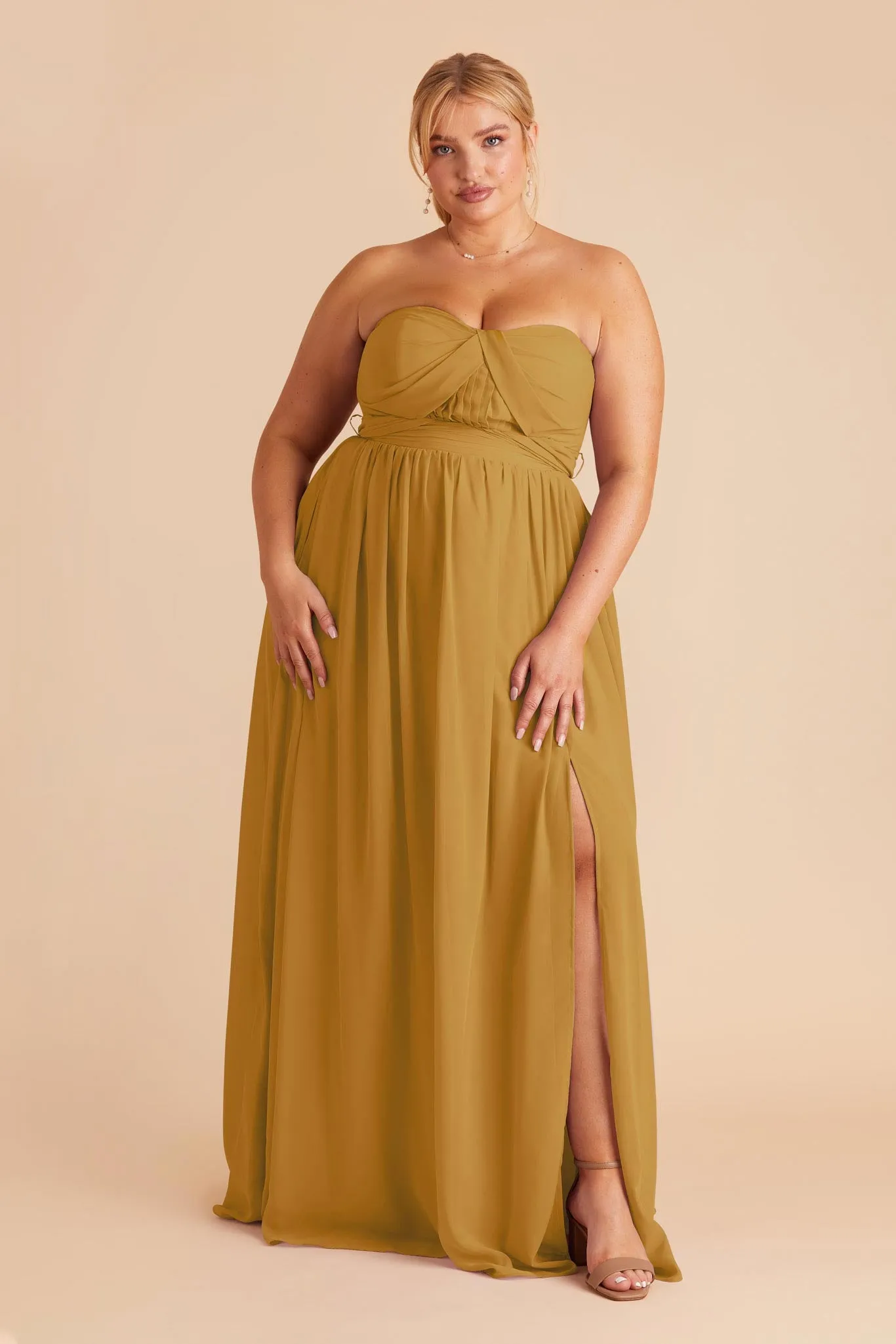 Grace Chiffon Dress With Slit - Marigold sold by Birdy Grey product image thumbnail 2