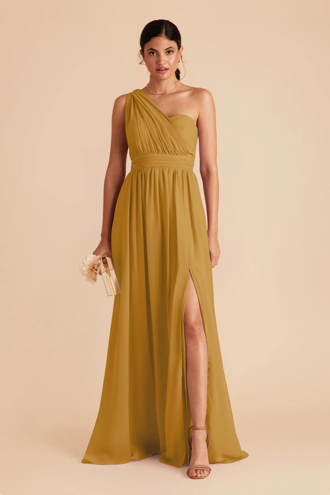 Grace Chiffon Dress With Slit - Marigold sold by Birdy Grey